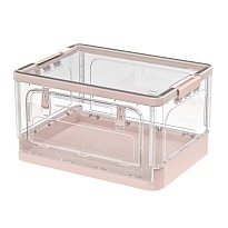 Ящик пластиковый складной прозрачный, дно розовое, 490х360х280 мм, с колесиками в Кисловодске Ящик пластиковый складной прозрачный, дно розовое, 490х360х280 мм, с колесиками в Кисловодске