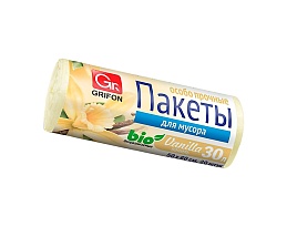 Мешки для мусора 30 л, ароматизированные, Ваниль, бежевые, в рулоне 20 шт., ПНД, 9 мкм, 560х530 мм, GRIFON Aroma, 101-020 V в Кисловодске