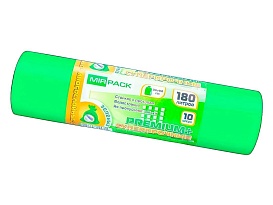 Мешки для мусора 180 л, ароматизированные, зеленые, в рулоне 10 шт., ПВД, 35 мкм, 1100х930 мм, PREMIUM+, 180105301 в Кисловодске