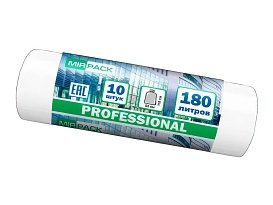 Мешки для мусора 180 л, прозрачные, в рулоне 10 шт., ПВД, 30 мкм, 1100х930 мм, PROFESSIONAL, 180104408 в Кисловодске