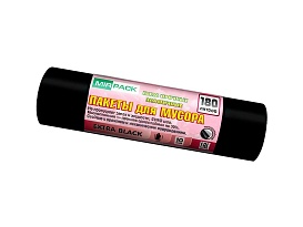 Мешки для мусора 180 л, ароматизированные, черные, в рулоне 10 шт., ПВД, 50 мкм, 1100х930 мм, EXTRA black, 18008301 в Кисловодске