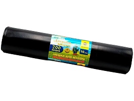 Мешки для мусора 200 л, ароматизированные, черные, в рулоне 10 шт., ПВД, 100 мкм, 1200х800 мм, Добрыня, Dob20010black в Кисловодске