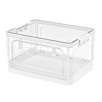 Ящик пластиковый складной прозрачный, дно белое, 490х360х280 мм, с колесиками в Кисловодске