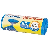 Мешки для мусора 90 л, синие, в рулоне 20 шт., ПНД, 14 мкм, 900х700 мм, LAIMA ULTRA, 607693 в Кисловодске