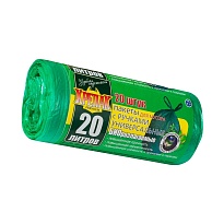 Мешки для мусора 20 л, биоразлагаемые, с ручками, черные, в рулоне 30 шт., ПНД, 10 мкм, 550х440 мм, Крепак, 4607075710047 в Кисловодске