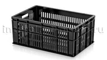Ящик для молока, мяса, овощей и фруктов большая перфорация дно сплошное черный в Кисловодске