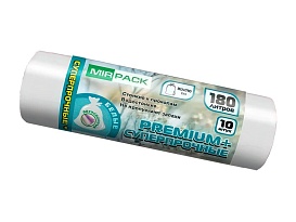 Мешки для мусора 180 л, ароматизированные, белые, в рулоне 10 шт., ПВД, 35 мкм, 1100х930 мм, PREMIUM+, 180105302 в Кисловодске