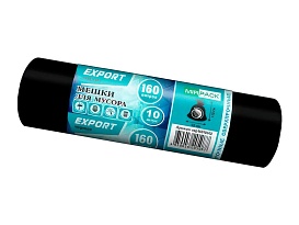 Мешки для мусора 160 л, ароматизированные, черные, в рулоне 10 шт., ПВД, 80 мкм, 1100х930 мм, EXPORT, exp16010142 в Кисловодске