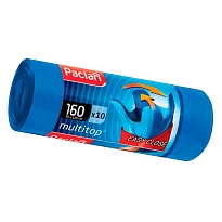 Мешки для мусора 160 л, с ушками, синие, в рулоне 10 шт., ПВД, 30 мкм, 1250х900 мм, PACLAN Multitop, 604064 в Кисловодске