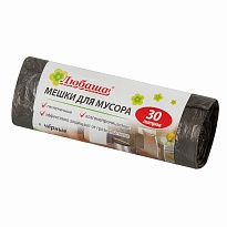 Мешки для мусора 30 л, черные, в рулоне 20 шт., ПНД, 5 мкм, 550х470 мм, Любаша эконом, 605329 в Кисловодске Мешки для мусора 30 л, черные, в рулоне 20 шт., ПНД, 5 мкм, 550х470 мм, Любаша эконом, 605329 в Кисловодске