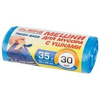 Мешки для мусора 35 л, с ушками, синие, в рулоне 30 шт., ПНД, 11 мкм, 650х500 мм, LAIMA ULTRA, 607684 в Кисловодске