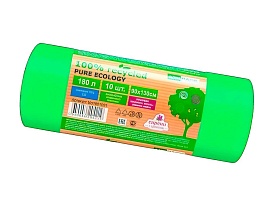 Мешки для мусора 180 л, ароматизированные, биоразлагаемые, зеленые, в рулоне 10 шт., ПВД, 40 мкм, 1300х930 мм, PURE ECOLOGY, bio1801081 в Кисловодске Мешки для мусора 180 л, ароматизированные, биоразлагаемые, зеленые, в рулоне 10 шт., ПВД, 40 мкм, 1300х930 мм, PURE ECOLOGY, bio1801081 в Кисловодске