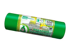 Мешки для мусора 300 л, зеленые, в рулоне 10 шт., ПВД 70 мкм, 1400х1000 мм, PREMIUM+, 300101601 в Кисловодске Мешки для мусора 300 л, зеленые, в рулоне 10 шт., ПВД 70 мкм, 1400х1000 мм, PREMIUM+, 300101601 в Кисловодске