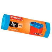 Мешки для мусора 80 л, синие, в рулоне 20 шт., ПНД, 12 мкм, 900х700 мм, PACLAN Classic, 606335