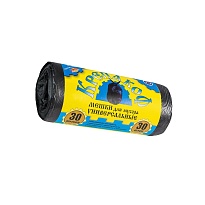 Мешки для мусора 30 л, с ушками, черные, в рулоне 30 шт., ПНД, 8 мкм, 580х460 мм, Крепакоф, 4607075710238 в Кисловодске Мешки для мусора 30 л, с ушками, черные, в рулоне 30 шт., ПНД, 8 мкм, 580х460 мм, Крепакоф, 4607075710238 в Кисловодске