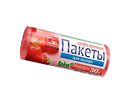 Мешки для мусора 30 л, ароматизированные, Клубника, красные, в рулоне 20 шт., ПНД, 9 мкм, 560х530 мм, GRIFON Aroma, 101-020 K в Кисловодске