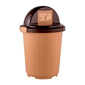 Мусорный бак с крышкой - клавишей на колесах 105 л бежевый
