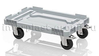 Тележка пластиковая сплошная 2 колеса с тормозом усиленная серая в Кисловодске Тележка пластиковая сплошная 2 колеса с тормозом усиленная серая в Кисловодске